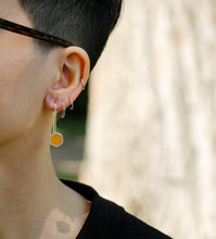 Load image into Gallery viewer, Turquoise Resin Silver Hexagon Earrings