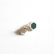 Load image into Gallery viewer, Sterling Silver Hexagon Stud Earrings