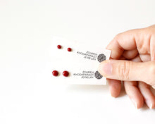 Load image into Gallery viewer, Stainless Steel & Red Resin Stud Earrings