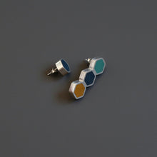 Load image into Gallery viewer, Asymmetrical Silver & Resin Earrings