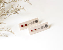 Load image into Gallery viewer, Stainless Steel & Red Resin Stud Earrings