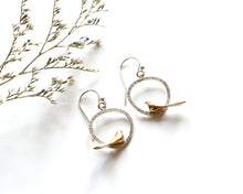 Load image into Gallery viewer, Silver & Bronze Bird Earrings