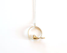 Load image into Gallery viewer, Silver & Yellow Bronze Bird Necklace