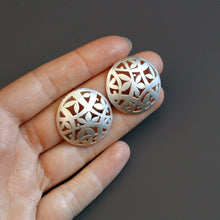 Load image into Gallery viewer, Handmade Domed Silver Stud Earrings