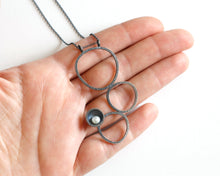 Load image into Gallery viewer, Oxidized Silver Necklace with Freshwater Pearl