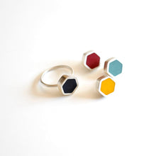 Load image into Gallery viewer, Silver & Resin Hexagon Pin Brooch