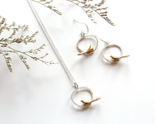 Load image into Gallery viewer, Silver & Bronze Bird Earrings