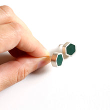 Load image into Gallery viewer, Sterling Silver Hexagon Stud Earrings