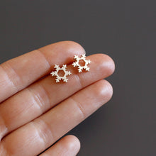 Load image into Gallery viewer, Silver Snowflake Stud Earrings