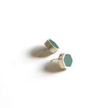 Load image into Gallery viewer, Sterling Silver Hexagon Stud Earrings
