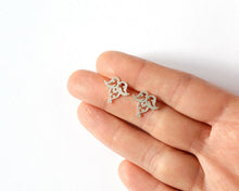 Load image into Gallery viewer, Sterling Silver Floral Stud Earrings