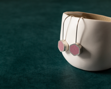 Load image into Gallery viewer, Elegant Pink Resin Sterling Silver Hexagon Drop Earrings
