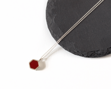 Load image into Gallery viewer, Modern Red Resin Sterling Silver Hexagon Necklace

