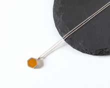 Load image into Gallery viewer, Yellow Resin Silver Hexagon Necklace
