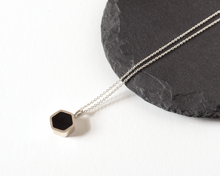Load image into Gallery viewer, Chic Black Resin Sterling Silver Hexagon Necklace
