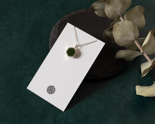 Load image into Gallery viewer, Sophisticated Dark Green Resin Sterling Silver Hexagon Necklace
