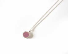 Load image into Gallery viewer, Charming Pink Resin Sterling Silver Hexagon Necklace
