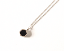 Load image into Gallery viewer, Chic Black Resin Sterling Silver Hexagon Necklace
