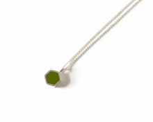 Load image into Gallery viewer, Green Resin Silver Hexagon Necklace
