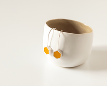 Load image into Gallery viewer, Yellow Resin Silver Hexagon Earrings
