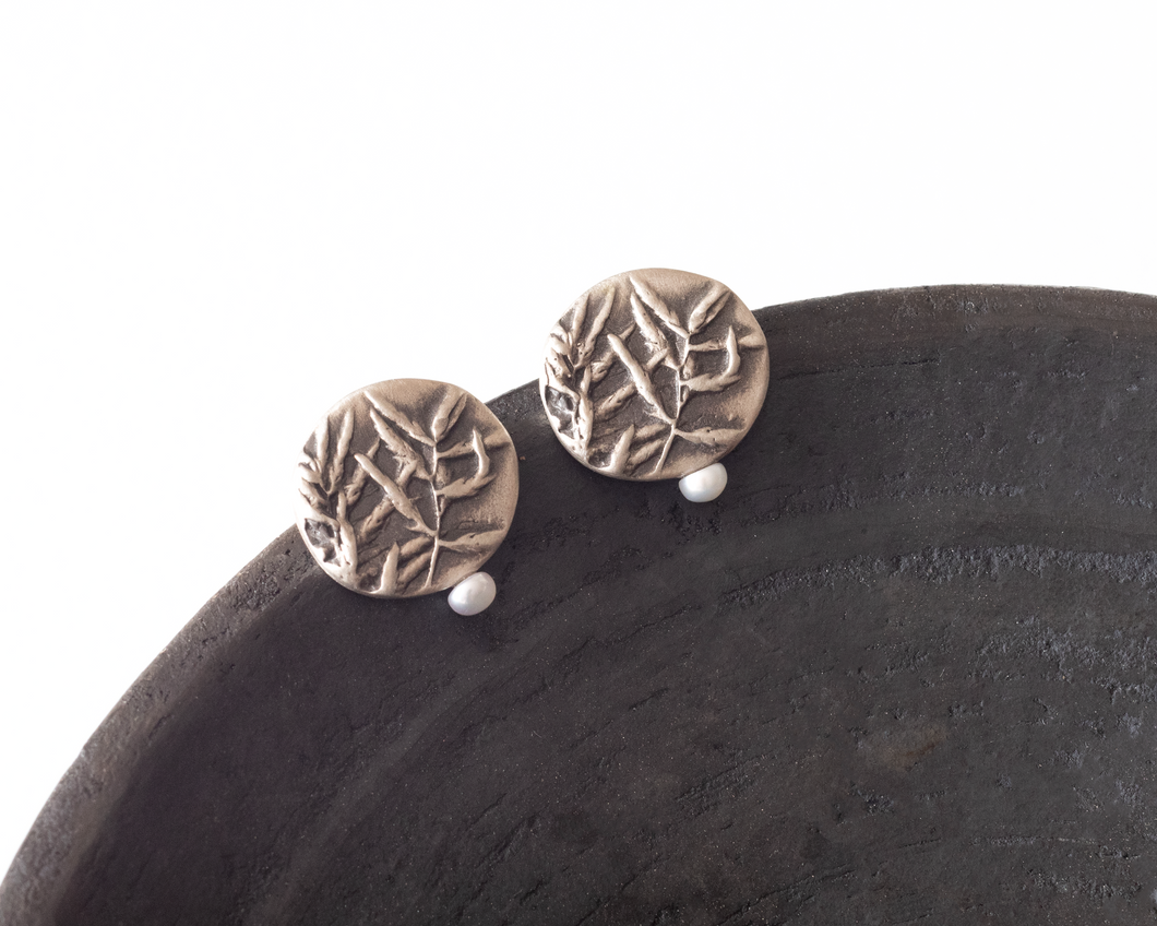 Sterling Silver Botanical Stud Earrings