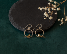 Load image into Gallery viewer, Silver &amp; Bronze Bird Earrings
