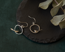 Load image into Gallery viewer, Sterling Silver Bird Hoop Earrings
