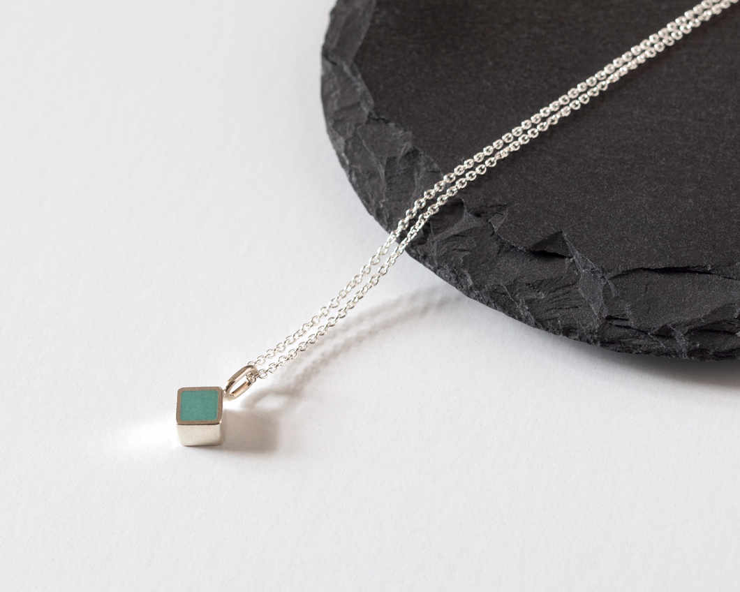 Turquoise Resin Sterling Silver Necklace