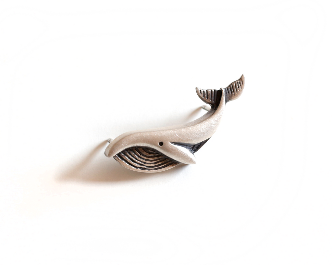 Sterling Silver Whale Pin Brooch