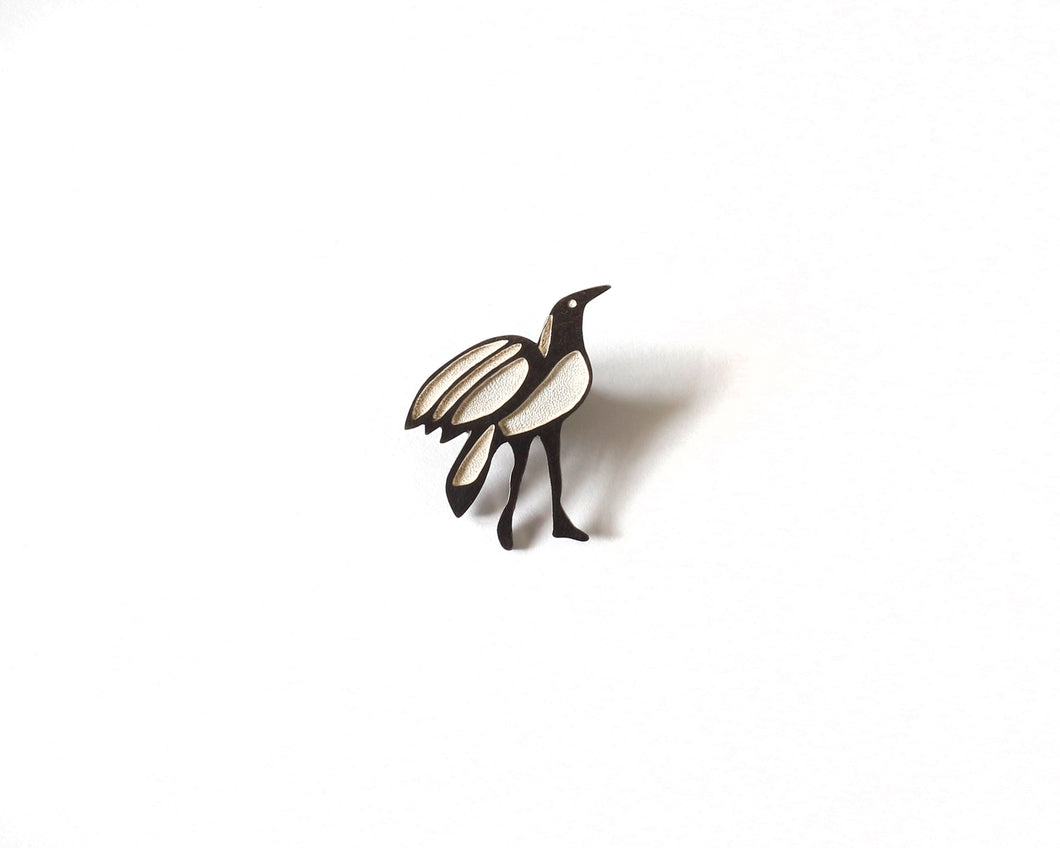 Unique Silver Bird Pin Brooch: Keyvan Mahjoor Art Collaboration