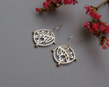 Load image into Gallery viewer, Silver &amp; Brass Pomegranate Earrings
