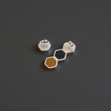 Load image into Gallery viewer, Asymmetrical Silver &amp; Resin Earrings
