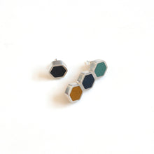 Load image into Gallery viewer, Asymmetrical Sterling Silver and Resin Stud Earrings
