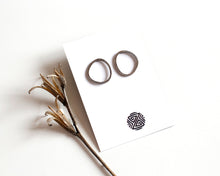 Load image into Gallery viewer, Sterling silver hoop stud earrings | Minimalist oxidized silver post earrings | Delicate textured studs
