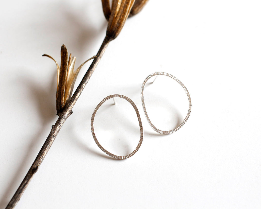 Textured Sterling Silver Stud Earrings