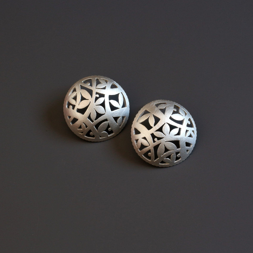 Handmade Domed Silver Stud Earrings