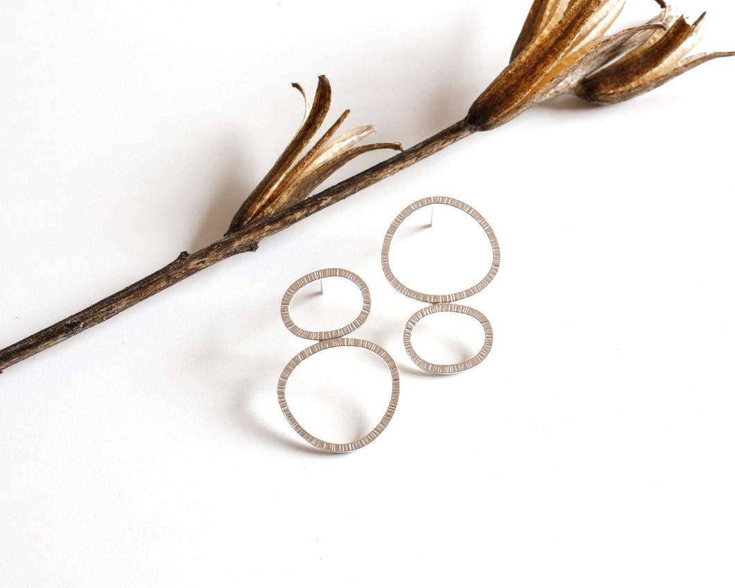 Mismatched  silver stud earrings | Minimal dainty post earrings | Asymmetrical dainty textured studs