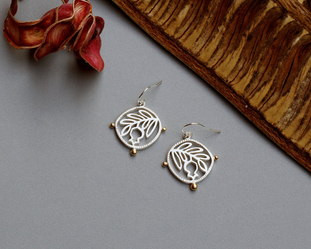 Silver & Brass Pomegranate Earrings